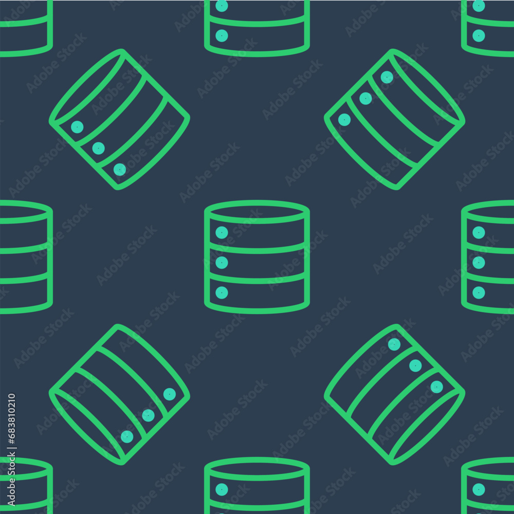 Poster line server, data, web hosting icon isolated seamless pattern on blue background. vector