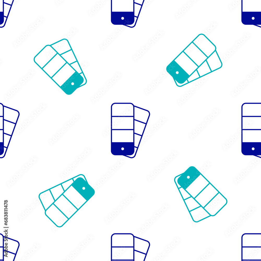 Poster blue color palette guide icon isolated seamless pattern on white background. vector