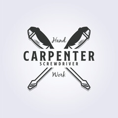 crossing screwdriver logo vector illustration design for carpentry
