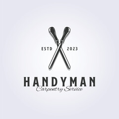 crossing wood file symbol, carpentry logo vector illustration design