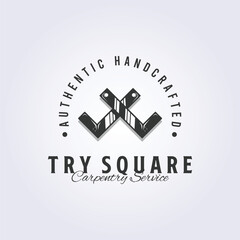 crossing try square for carpenter logo vector illustration design - obrazy, fototapety, plakaty