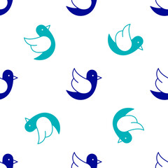 Obraz na płótnie Canvas Blue Dove icon isolated seamless pattern on white background. Vector