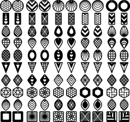 Set geometry earrings laser cut file, bundle, 50 designs