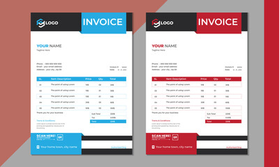 invoice vector template design. modern invoice template design. 