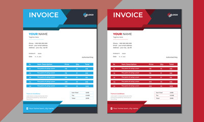 invoice vector template design. modern invoice template design. 
