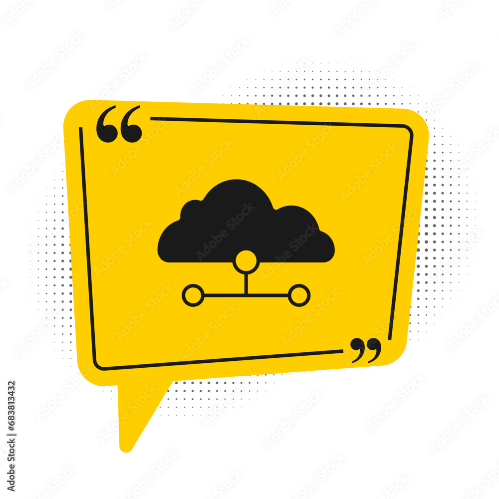 Poster black network cloud connection icon isolated on white background. social technology. cloud computing