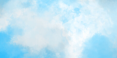Blue sky with clouds. Light sky blue shades Hand painted watercolor sky and clouds, abstract watercolor background Panorama sky and clouds of winter morning, Fluffy, puffy, fresh and shiny clouds