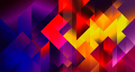 abstract geometric background with triangles and squares, multicolor - 683813441