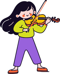 cute girl plays violin in orchestra © myjadeite