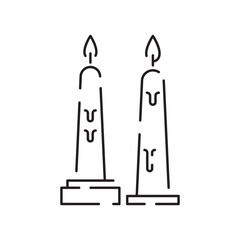 Vector candle line icon. Christmas black linear symbols on a white background. Editable stroke. Happy New Year, birthday, and church or Christian, pray