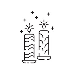 Vector candle line icon. Christmas black linear symbols on a white background. Editable stroke. Happy New Year, birthday, and church or Christian, pray