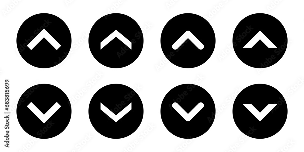 Poster swipe up down button icon vector in black circle