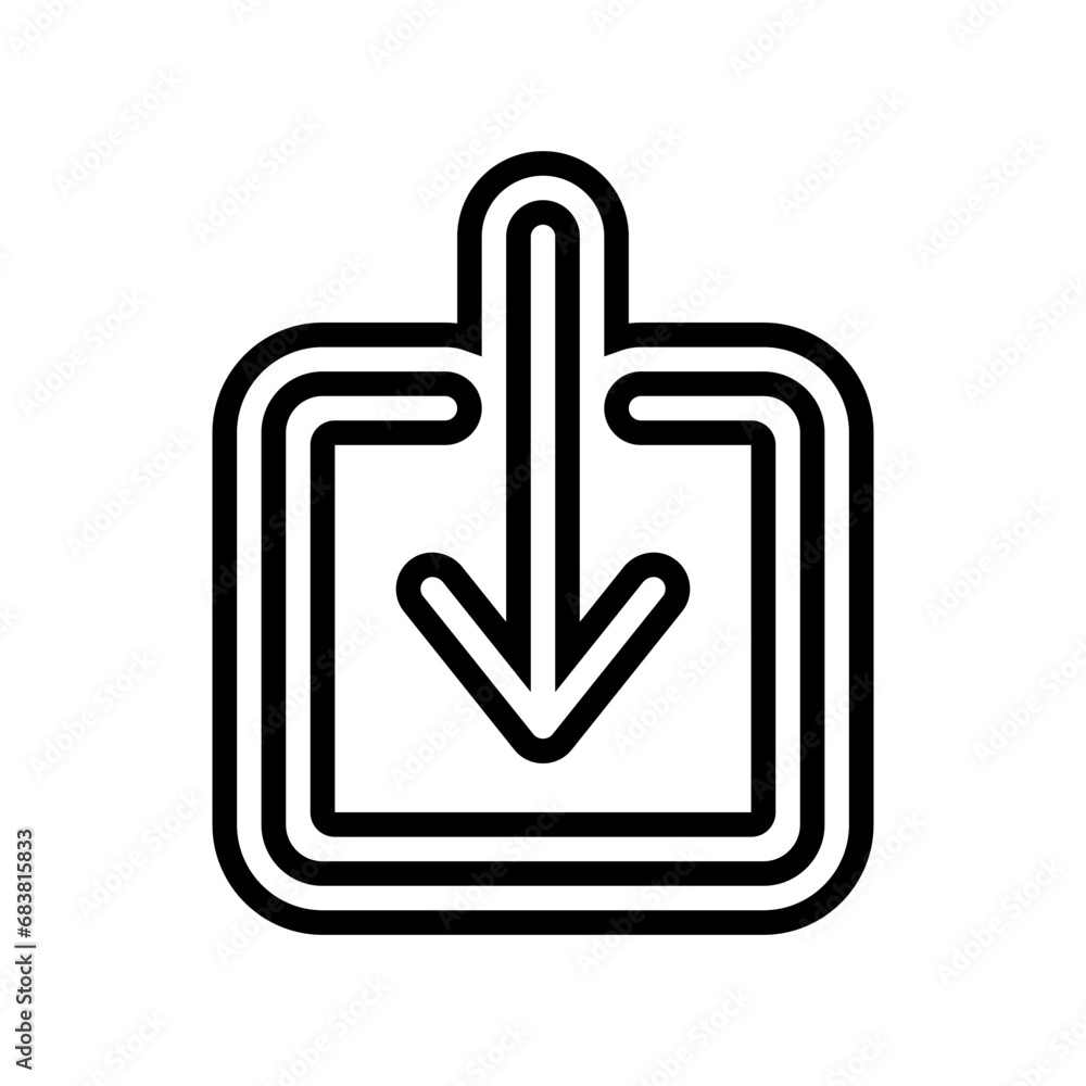Poster down arrow data loading line icon vector. down arrow data loading sign. isolated contour symbol blac