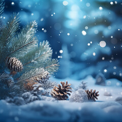  Christmas background with fir tree and snowflakes