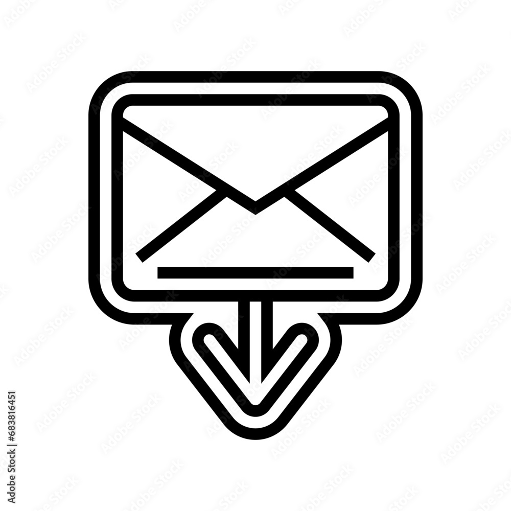 Poster closed envelope message loading line icon vector. closed envelope message loading sign. isolated con