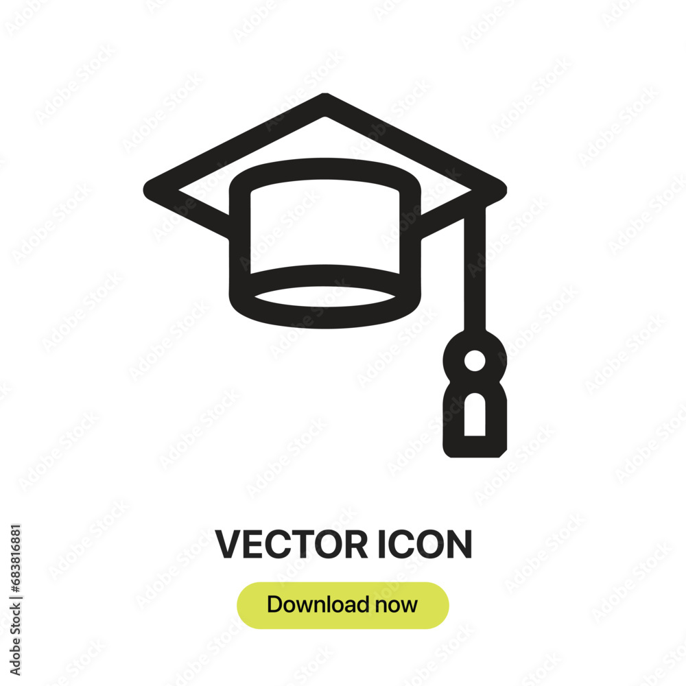 Poster mortarboard icon vector. linear-style sign for mobile concept and web design. mortarboard symbol ill