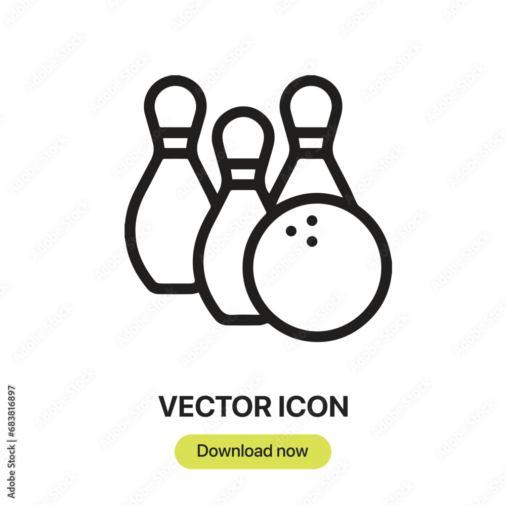 Fototapete Bowling icon vector. Linear-style sign for mobile concept and web design. Bowling symbol illustration. Pixel vector graphics - Vector.	