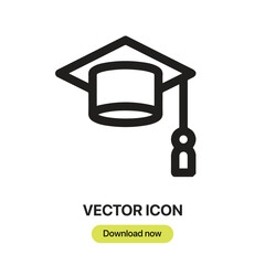 Mortarboard icon vector. Linear-style sign for mobile concept and web design. Mortarboard symbol illustration. Pixel vector graphics - Vector.	