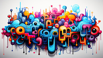 A colorful vector illustration inspired by Festival of Colors, shapes graffiti. abstract colorful background with swirls and splashes. 