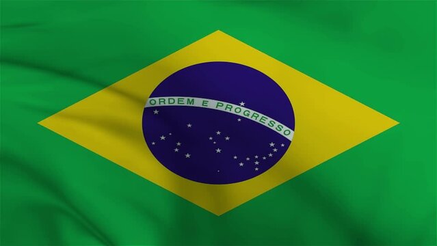 Brazil flag video. 3d flags Slow Motion video. Brazil flag Blowing Close Up.