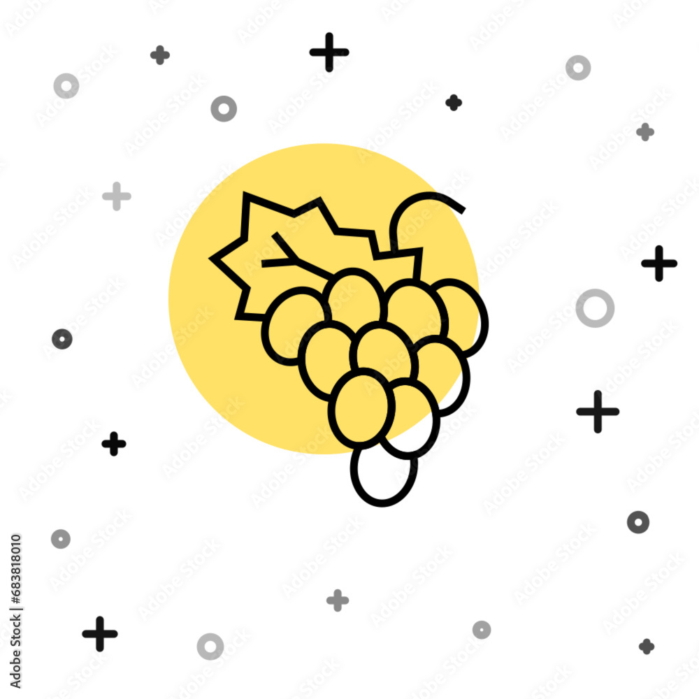 Poster black line grape fruit icon isolated on white background. random dynamic shapes. vector