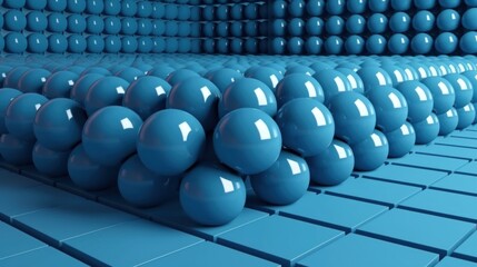 Obraz premium 3D Rendering of Sphere Blocks in cube shape, in a row, education, architecture, backgrounds.