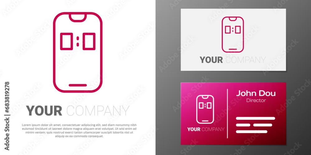 Poster logotype line alarm clock app smartphone interface icon isolated on white background. logo design te