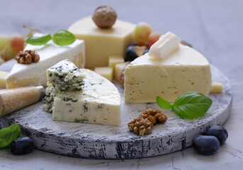 cheese board soft cheese, nuts and grapes