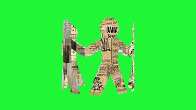 Paper figures holding hands in circle