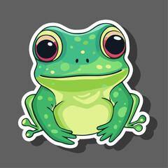 Vector cute smiling green frog cartoon character isolated on white background