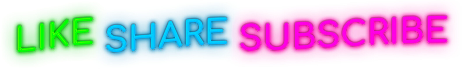Like Share Subscribe neon PNG file.