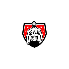 Bodybuilder Fitness Logo White Background