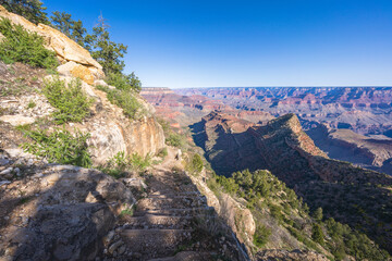 hiking the grandview trail in the grand canyon national park, arizona, usa