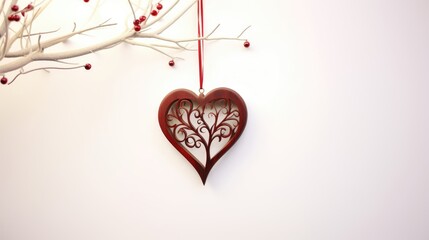 hanging wooden heart ornament. 