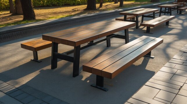 Simple Park Benches and Tables.