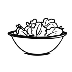 Vegetables in bowl outline style vector 