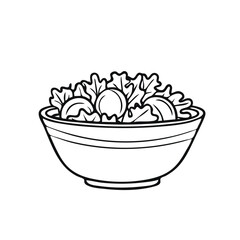 Vegetables in bowl outline style vector 
