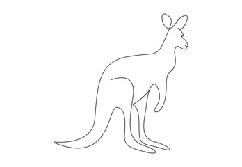 Cute kangaroo single continuous line drawing. Isolated on white background vector illustration. Premium vector. 
