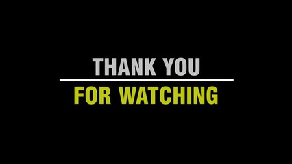 Thank you for watching. White and yellow text animation sign on black background. The perfect text for a closing greeting in your video