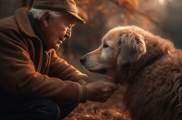 Dog companionship greatest life gift. Fondness animal friendship with cuddling moments. Generate ai