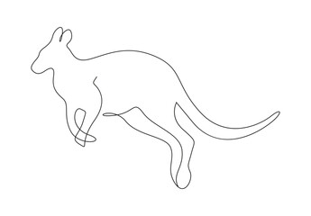 One continuous line drawing of kangaroo. Isolated on white background vector illustration. Premium vector. 