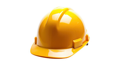 Yellow hard hat isolated on white background, Generative ai.