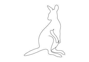Kangaroo continuous one line drawing. Isolated on white background vector illustration. Pro vector. 