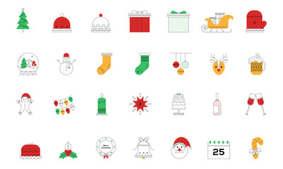 Creative Vector christmas and Happy new year icons on white background.