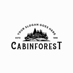 cabin forest logo template - obrazy, fototapety, plakaty