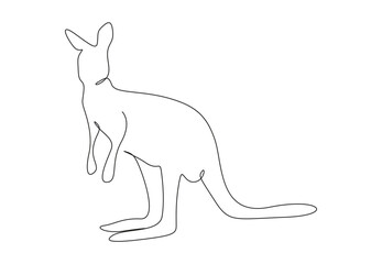 Single continuous line drawing of kangaroo. Isolated on white background. Vector illustration. Premium vector. 