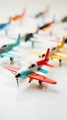 Obraz premium close up of toy airplanes on a white background