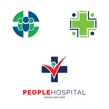 Set of People Hospital, Cross Plus, Healthy, Treatment or Clinic Icon Vector Logo Template Illustration Design
