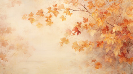 autumn leaves watercolor illustration on a soft paper texture, warm and seasonal colors
