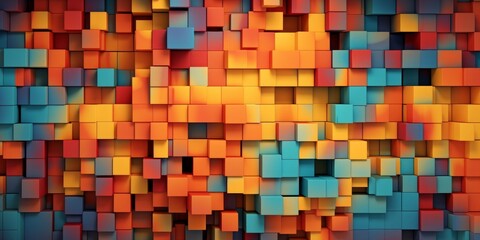 3d urban background. Random colorful mosaic, warm industrial decor, Generative AI